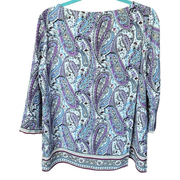 J Jill Womens Layered Paisley Blouse Size M Mature Boho Drapey Office Business - Picture 3 of 11
